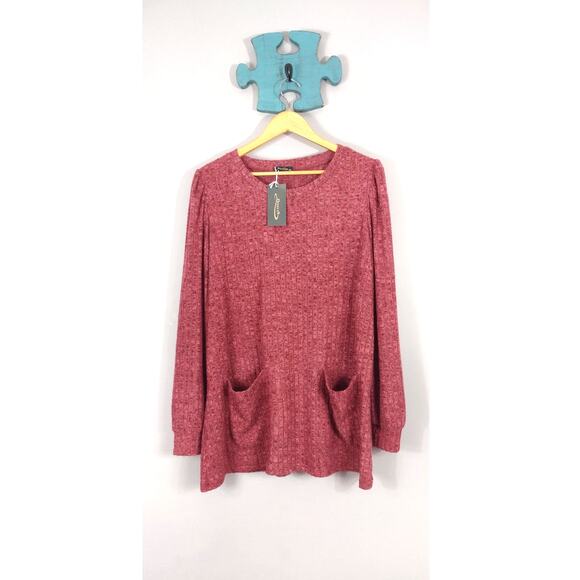 OFEEFAN Womens Lagenlook Mauve Pullover Sweater Polyester Rayon Spandex XXL - Picture 1 of 13